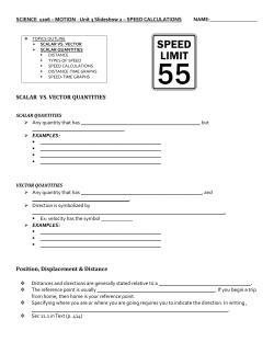 SCALAR VS. VECTOR QUANTITIES Position, Displacement