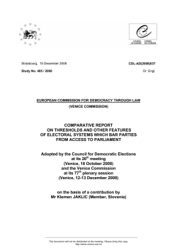 COMPARATIVE REPORT ON THRESHOLDS AND OTHER