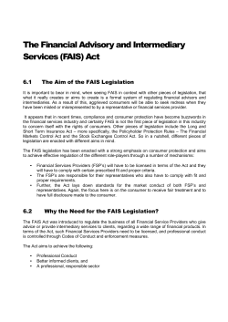 The Financial Advisory and Intermediary Services (FAIS) Act