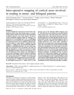 Intra-operative mapping of cortical areas involved in reading