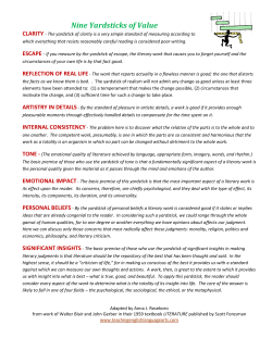 Nine Yardsticks of Value - Teaching English Language Arts