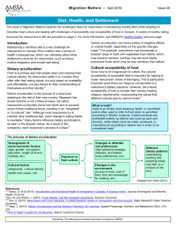 Diet, Health, and Settlement