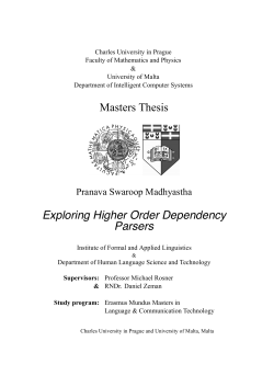 Exploring Higher Order Dependency Parsers