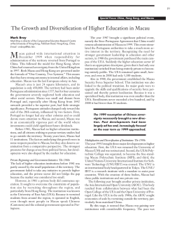 The Growth and Diversification of Higher Education in Macau