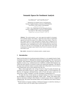 Semantic Spaces for Sentiment Analysis
