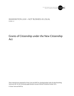 Grants of Citizenship under the New Citizenship Act