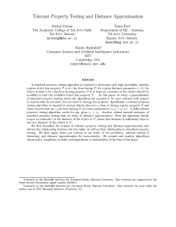 Tolerant Property Testing and Distance Approximation Michal