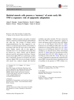 Skeletal muscle cells possess a `memory` of acute early life TNF