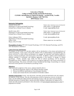 CLP 4302- Introduction to Clinical Psychology