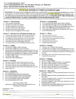 neck pain disability index questionnaire