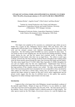 347 UPTAKE OF NATURAL FOOD AND SUPPLEMENTAL FEED BY