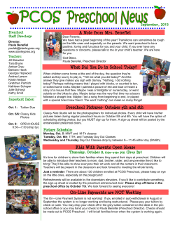 Preschool Pictures&ndash; October 5th and 6th Kids With Parents Open Hous