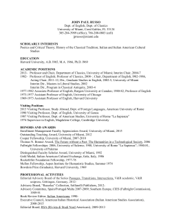 JOHN PAUL RUSSO Dept. of English, Dept. of Classics University of