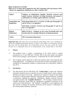 1 HKEx GUIDANCE LETTER HKEx-GL37