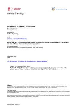 University of Groningen Participation in voluntary associations