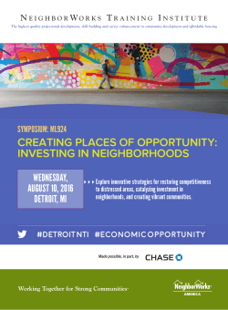 creating places of opportunity: investing in