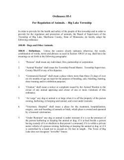 Ordinance 85-1 For Regulation of Animals. &ndash; Big Lake Township
