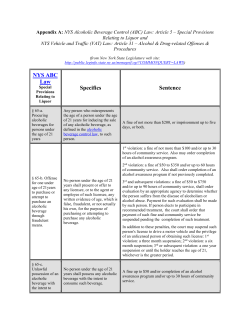 NYS ABC Law Specifics Sentence