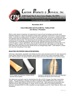 November 2013 COLD WELDING DUCTILE METAL TUBULATION