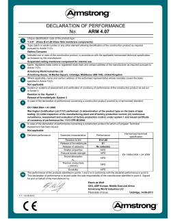 No. DECLARATION OF PERFORMANCE ARM 4.07