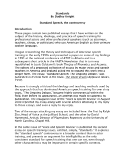 Standards By Dudley Knight Standard Speech, the controversy