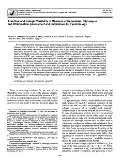 Analytical and Biologic Variability in Measures of