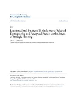 Louisiana Small Business: The Influence of