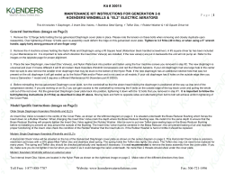 Kit # 30015 MAINTENANCE KIT INSTRUCTIONS FOR