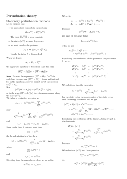 Perturbation theory Stationary perturbation methods