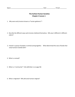 The Earliest Human Societies Chapter 2 Lesson 1