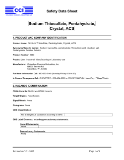 Sodium Thiosulfate, Pentahydrate, Crystal, ACS