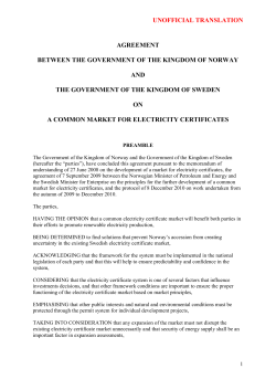 Agreement on a common market for electricity