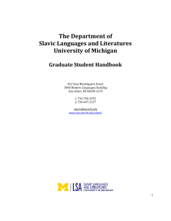 The Department of Slavic Languages and Literatures University of