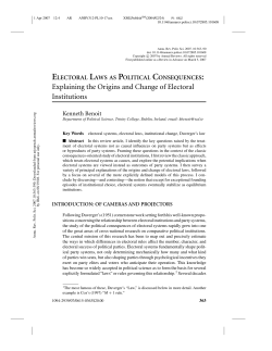 Electoral Laws as Political Consequences: Explaining the Origins