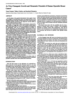 In Vitro Clonogenic Growth and Metastatic