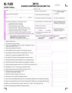 K-120 Corporation Income Tax Return (Rev. 8-13)