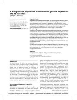 A multiplicity of approaches to characterize geriatric depression and