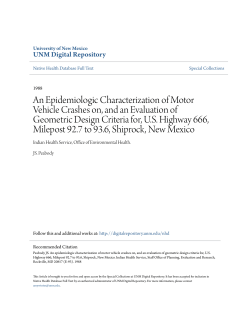 An Epidemiologic Characterization of Motor Vehicle Crashes on