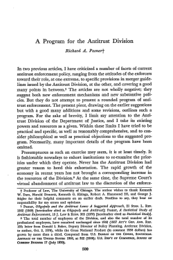 A Program for the Antitrust Division - Chicago Unbound