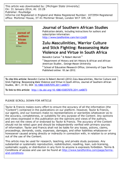 Journal of Southern African Studies Zulu Masculinities, Warrior