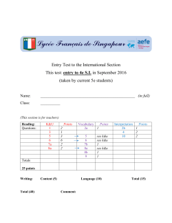 Entry Test to the International Section This test: entry to 4e S.I. in