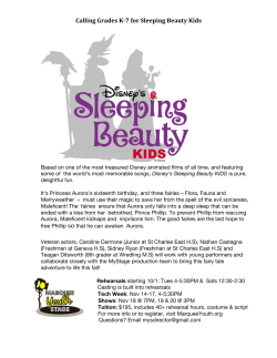 Calling Grades K-7 for Sleeping Beauty Kids