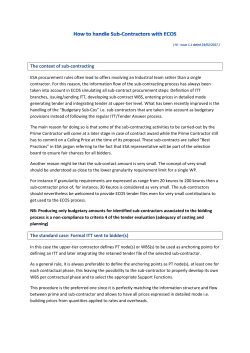 The context of sub-contracting The standard case - ESA