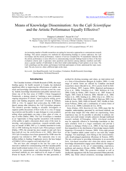 Means of Knowledge Dissemination: Are the Caf&eacute; Scientifique and