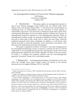 An Autosegmental Analysis of Tone in Four Tibetan Languages* 0
