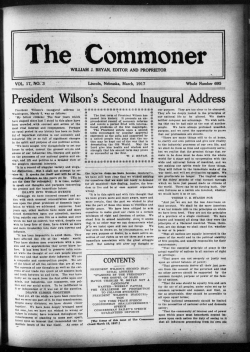 President Wilson`s Second Inaugural Address