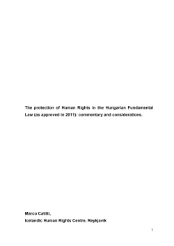 The protection of Human Rights in the Hungarian Fundamental Law