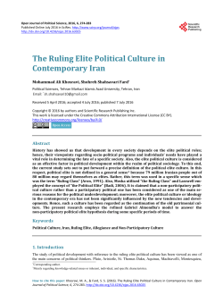 The Ruling Elite Political Culture in Contemporary Iran