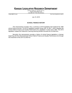 2015 Block Grant Funding Formula and School Finance History