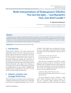 Multi-Interpretations of Shakespeare`s Othello`s &ldquo;Put Out the light